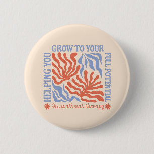 Occupational Therapy Retro Floral Therapist 6 Cm Round Badge