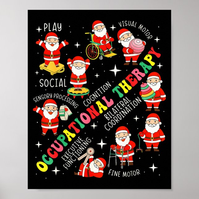 Occupational Therapy Retro Groovy Ot Santa Therast Poster (Front)