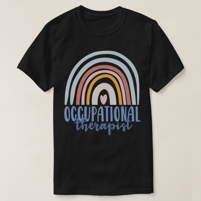 Occupational Therapy Worker OT Boho Rainbow Retro  T-Shirt (Design Front)