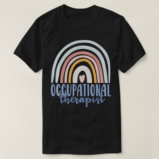 Occupational Therapy Worker OT Boho Rainbow Retro  T-Shirt (Design Front)