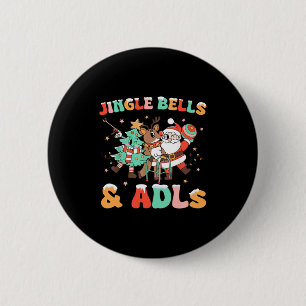 Occupational Therapy Xmas Reindeer Santa Adls New  6 Cm Round Badge