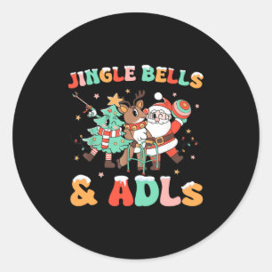 Occupational Therapy Xmas Reindeer Santa Adls New Classic Round Sticker