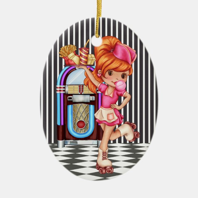 Occupations - Waitress - SRF Ceramic Tree Decoration (Front)