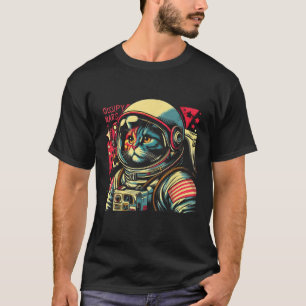 Occupy Mars Funny Cat Astronaut Retro T-Shirt
