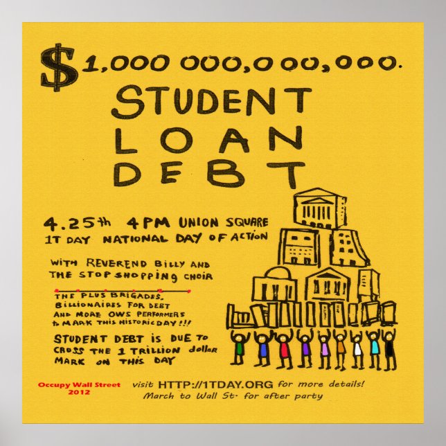 Occupy Wall St Student Loan Flyer Poster April 201 (Front)