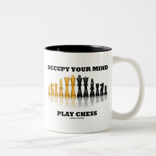 Occupy Your Mind Play Chess (Reflective Chess Set) Two-Tone Coffee Mug
