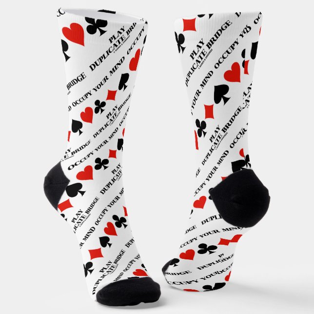 Occupy Your Mind Play Duplicate Bridge Card Suits Socks (Angled)