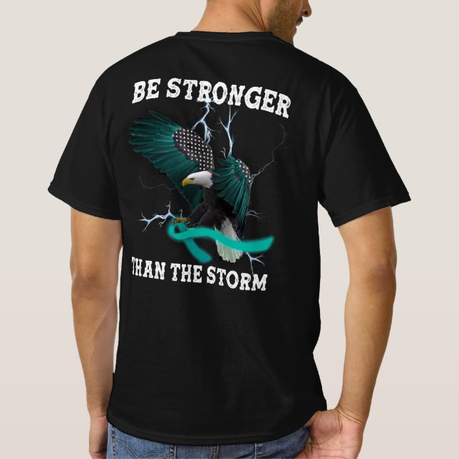OCD And PTSD Eagle Teal Ribbon Awareness Themed T- T-Shirt (Back)