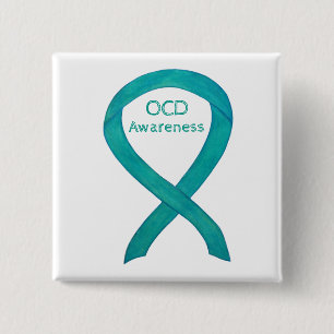 OCD Awareness Ribbon Teal Custom Art Pins