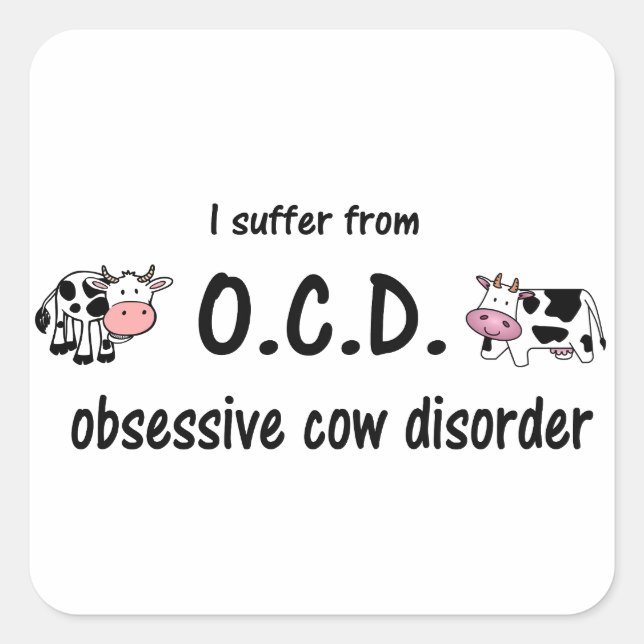 OCD Cow Square Sticker (Front)