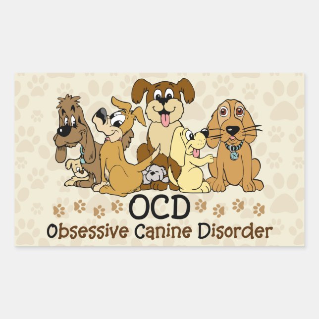 OCD Obsessive Canine Disorder Rectangular Sticker (Front)