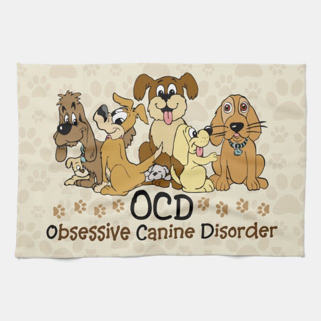 OCD Obsessive Canine Disorder Tea Towel (Horizontal)