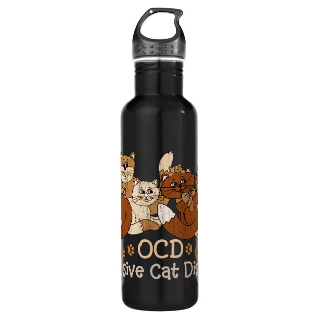 OCD Obsessive Cat Disorder 710 Ml Water Bottle (Front)