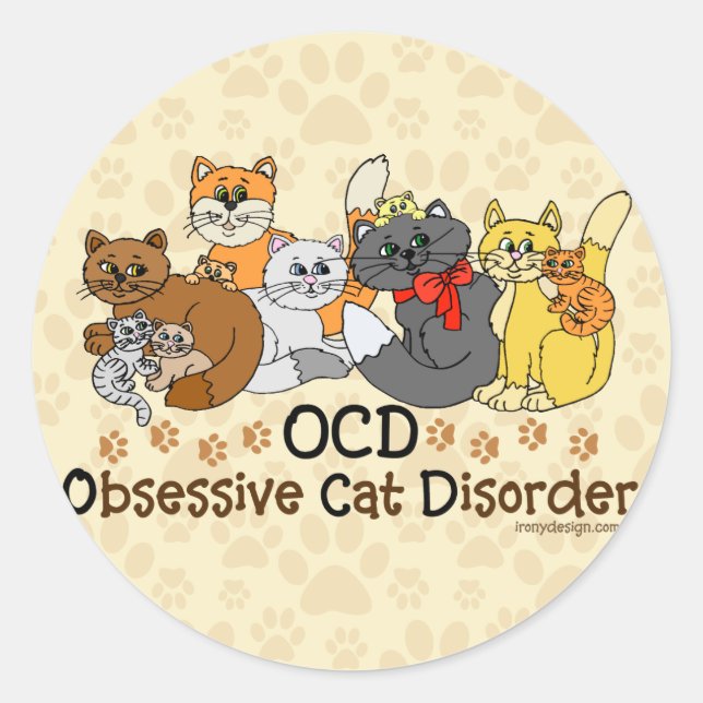 OCD Obsessive Cat Disorder Classic Round Sticker (Front)