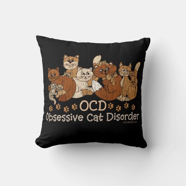 OCD Obsessive Cat Disorder Cushion (Front)