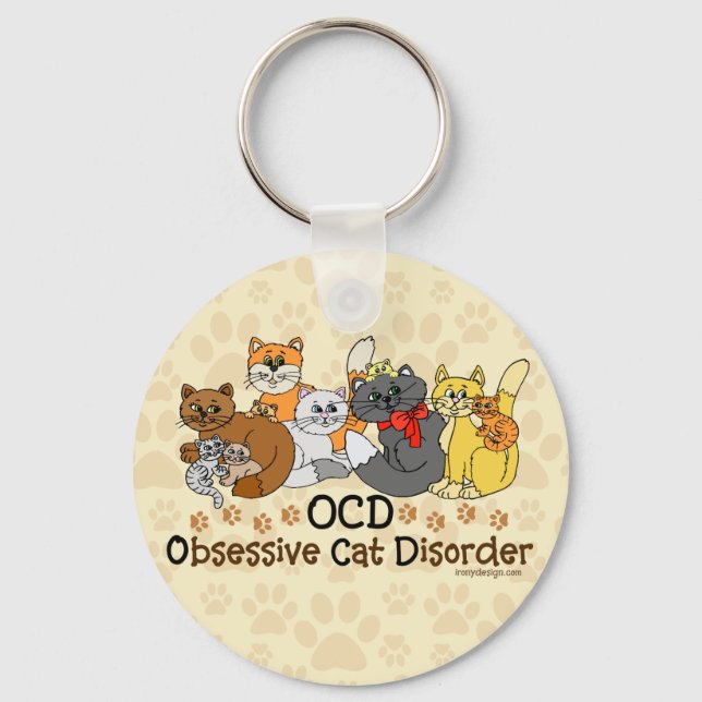 OCD Obsessive Cat Disorder Key Ring (Front)