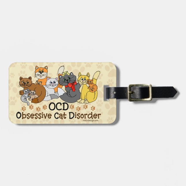 OCD Obsessive Cat Disorder Luggage Tag (Front Horizontal)