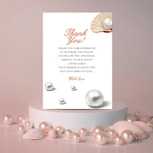 Ocean a little pearl under the sea baby shower thank you card