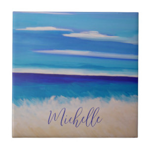 Ocean Abstract Beach Personalised Ceramic Tile