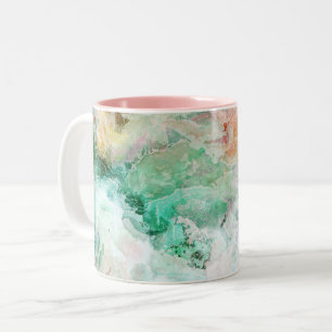 Ocean Abstract Watercolor Grunge Pattern  Two-Tone Coffee Mug