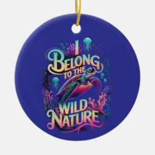 Ocean Adventure A Vibrant Sea Turtle Ceramic Ornament