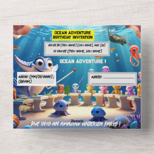 Ocean Adventure Classroom Birthday  – Flat card 