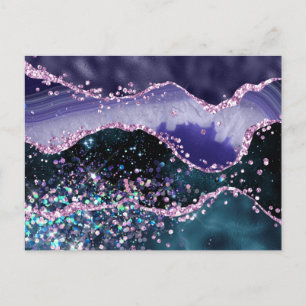*~* Ocean Agate Celestial GLITTER AP8 Postcard