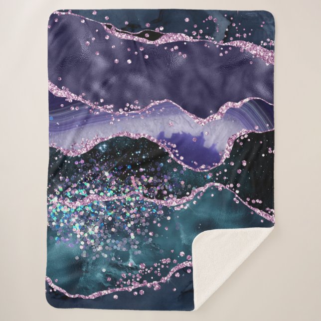 *~* Ocean Agate Celestial , GLITTER AP8 Sherpa Blanket (Front)