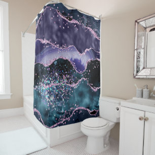 *~* Ocean Agate Celestial  GLITTER AP8  Shower Curtain