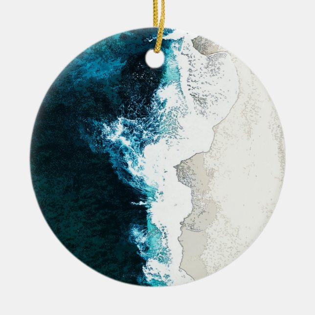 Ocean And Beach Ceramic Ornament (Front)