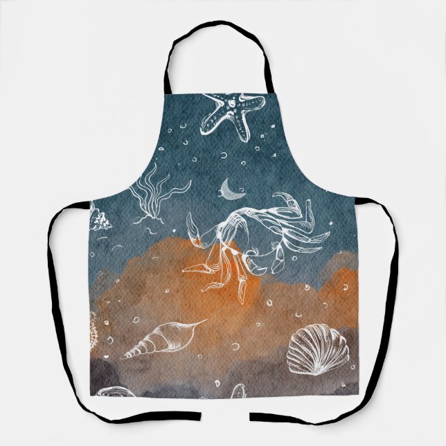 Ocean and night sky Sea creature Apron (Front)