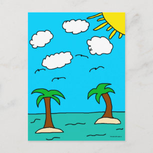 Ocean and Palm Tree Postcards