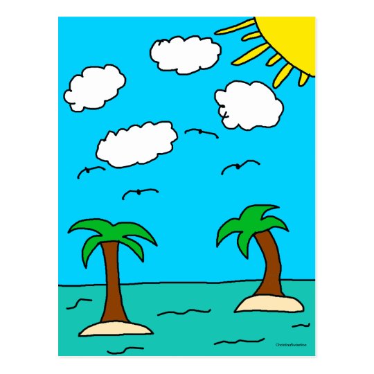 Ocean and Palm Tree Postcards