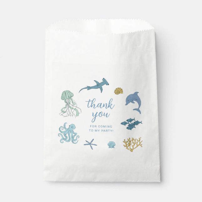 Ocean Animal Blue Birthday Party Favour Bag (Front)