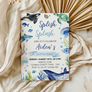 Ocean Animal Boy Birthday Invitation Under The Sea