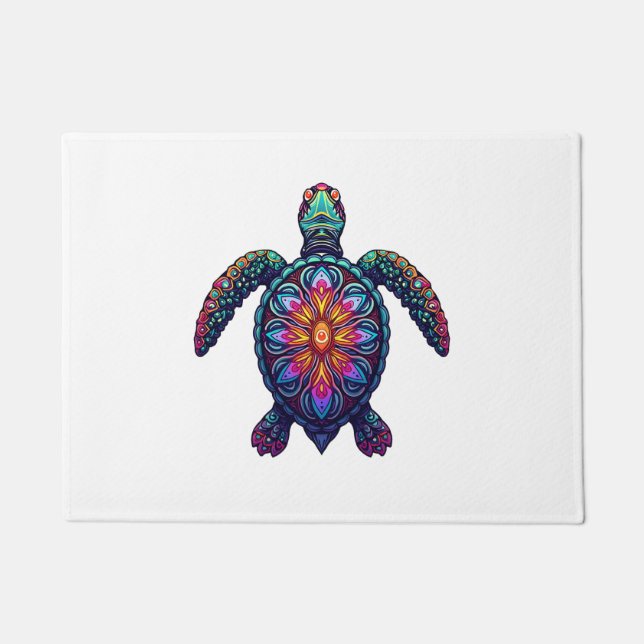 Ocean Animal Tie Dye Tribal Sea Animal Maori Turtl Doormat (Front)