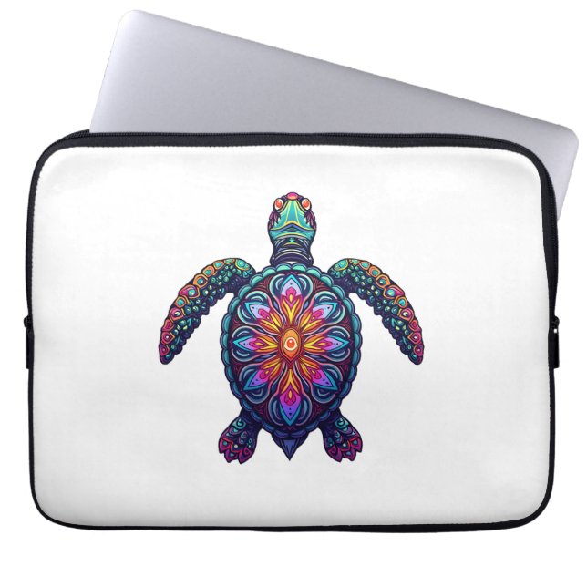 Ocean Animal Tie Dye Tribal Sea Animal Maori Turtl Laptop Sleeve (Front)
