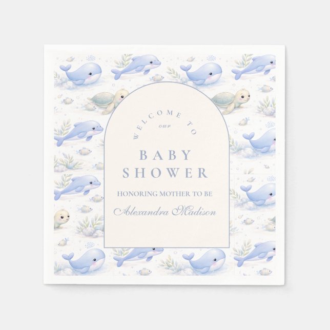 Ocean Animals Arch Elegant Baby Shower Napkin (Front)