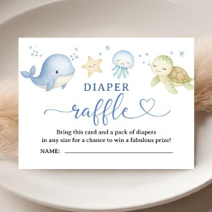 Ocean Animals Baby Shower Boy Diaper Raffle Enclosure Card