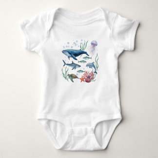 Ocean Animals Baby, Summer Sea Life Baby  Baby Bodysuit