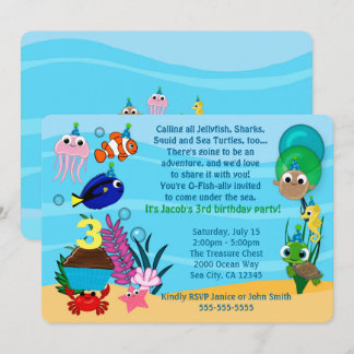 Ocean Animals Birthday Invitations Under the Sea
