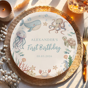 Ocean Animals Birthday Paper Plate