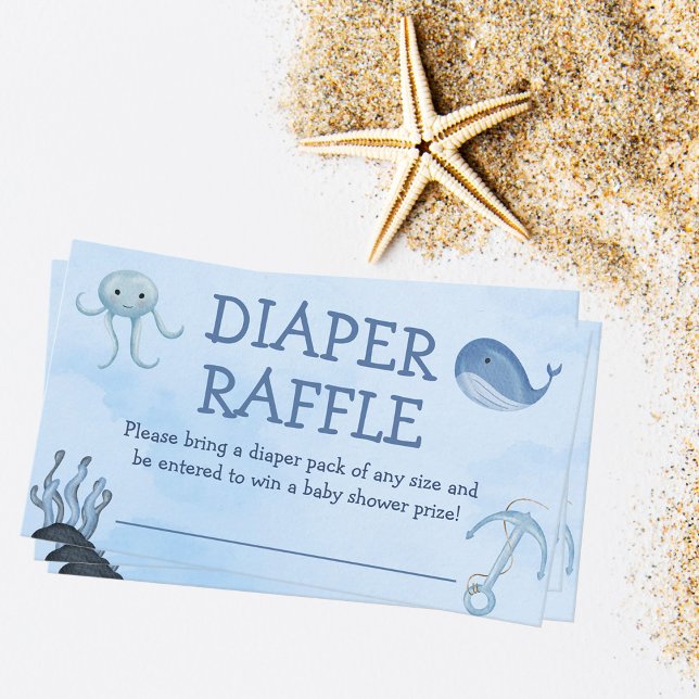 Ocean Animals Diaper Raffle Coastal Baby Shower Enclosure Card (Creator Uploaded)