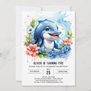 Ocean Animals Fantasy Dolphin Birthday Invitation