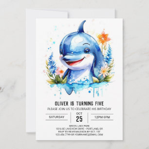 Ocean Animals Fantasy Dolphin Birthday Invitation
