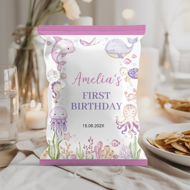 Ocean Animals Girl Birthday Chip Bag Wrapper (Creator Uploaded)