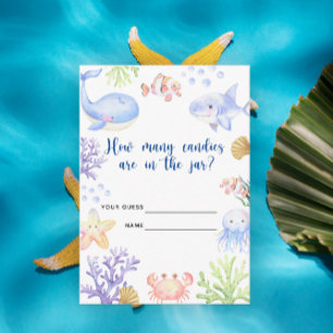 Ocean animals - how many candies are in the jar enclosure card