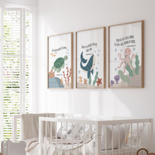 Ocean animals kids bible verse set of 3 prints
