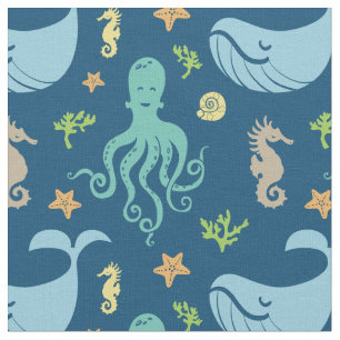 Ocean Animals Nautical Nursery Fabric