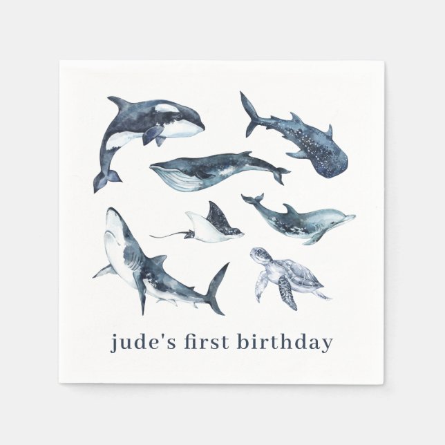 Ocean Animals Paper Plates Napkin (Front)